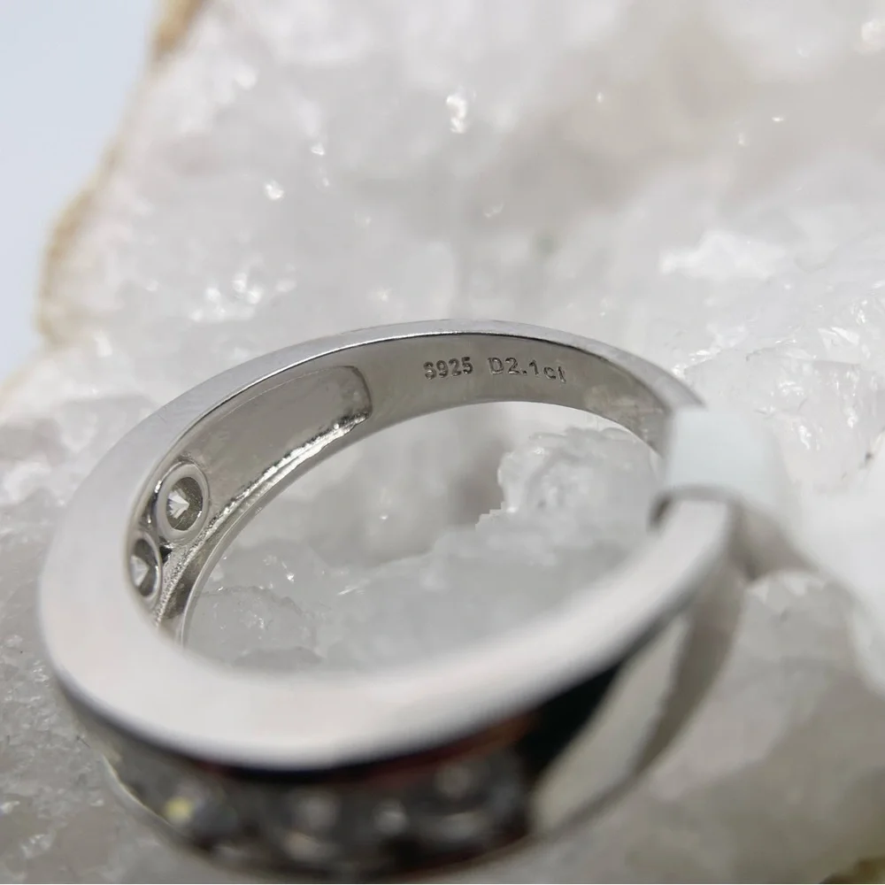 Mens Moissanite Ring Anniversary Wedding Band 925 GRA Certified Eternity Size 10